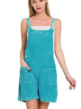 Zenana Outfitters Teal Cotton Romper